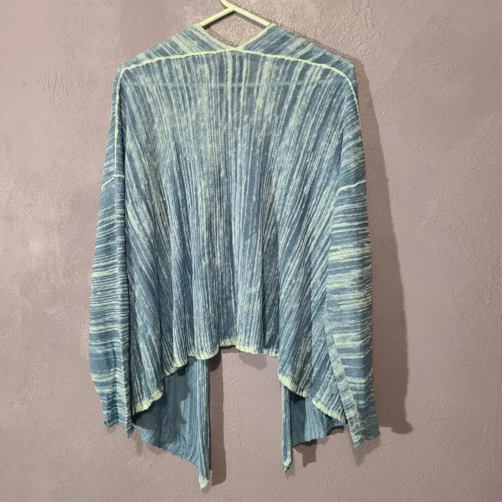 Nic & Zoe Denim Blue Hi Lo Handkerchief Open Knit Boho Cardigan Womens XL Blue - Picture 3 of 5